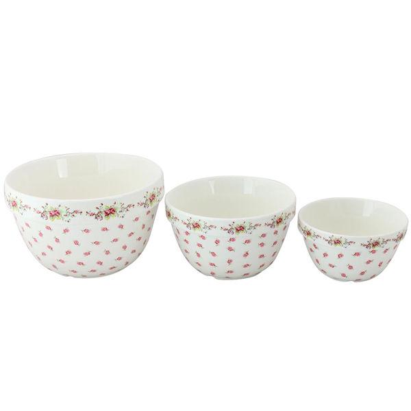 Vintage Rose Porcelain Mixing Bowls Set of 3