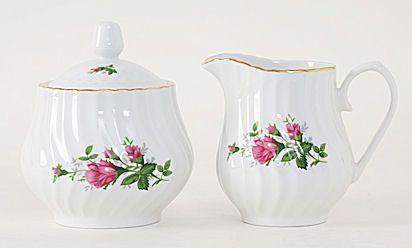 Vintage Rose Porcelain Sugar & Creamer