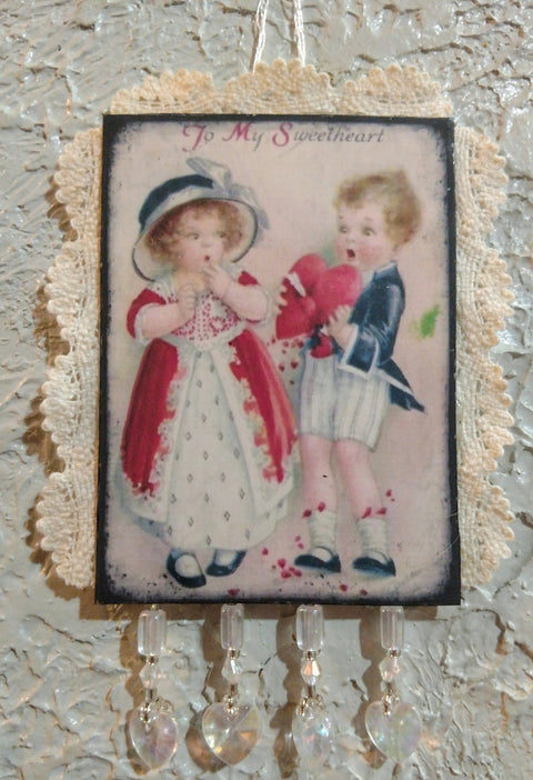 Vintage Style Postcard Valentine Scented Sachet - Heart Shaped Gift