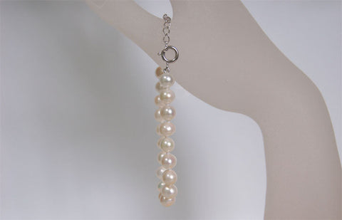 White Freshwater Pearl Bracelet with Sterling Silver Spring Clasp