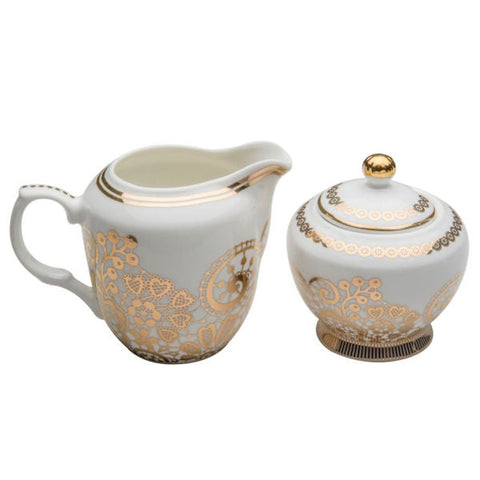 White Lace Berry Porcelain Cream and Sugar Set