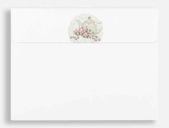 White Teapot Blank Greeting Card Envelope Back