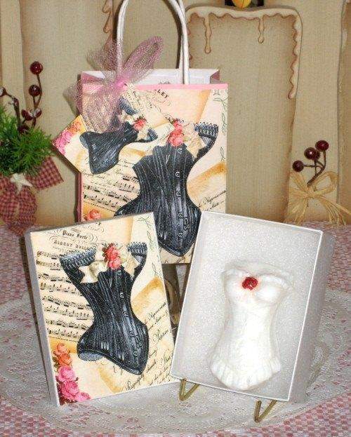 White Victorian Corset Gift Soap in Gift Bag - Only 3 Left