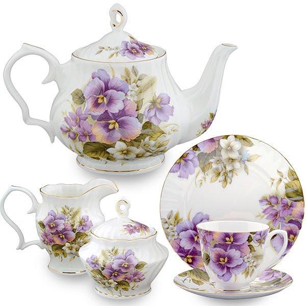 Bone China Tea Sets Tea Cups Teapot Cream and Sugar Set