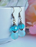 Aqua Blue Sea Glass and Crystal Earrings-Roses And Teacups