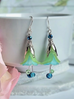 Aqua and Lime Sterling Silver Bellflower Bloom Earrings-Roses And Teacups