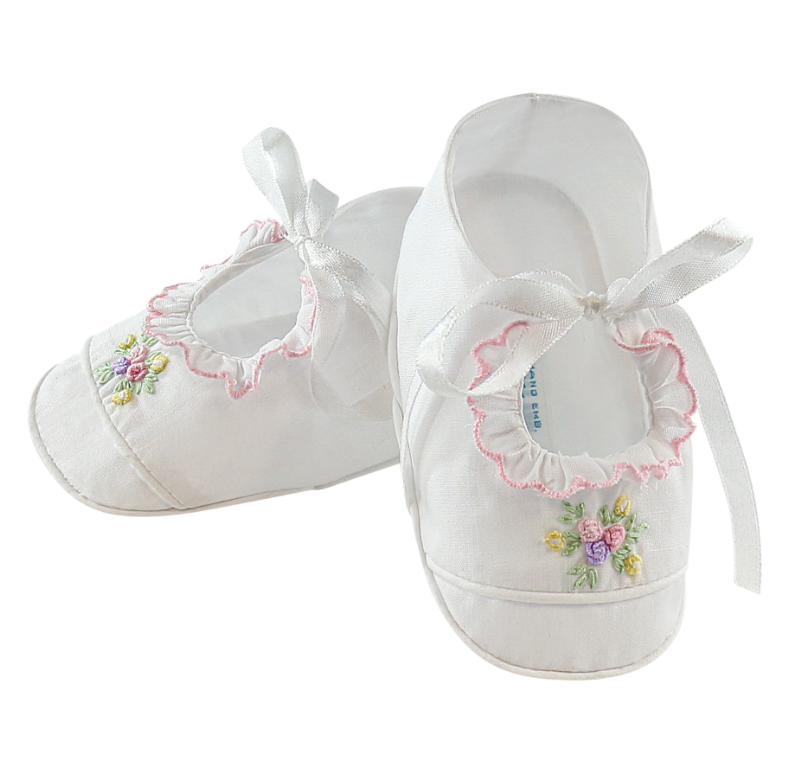 Baby Girl Secret Garden Booties - Heirloom Quality - Hand Stitched-Roses And Teacups