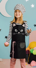 Black Kitty Cat Kids Apron and Hat Set-Roses And Teacups