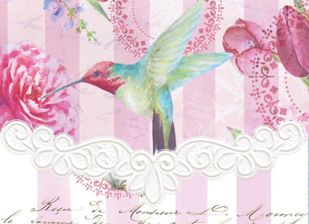 Carol Wilson Fine Art Bella Rose Hummingbird Embossed Note Card Portfolio Set of 10-Roses And Teacups