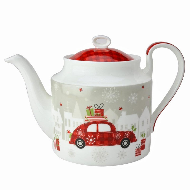 Christmas Tree and Car Bone China Teapot 4 Cup-Roses And Teacups