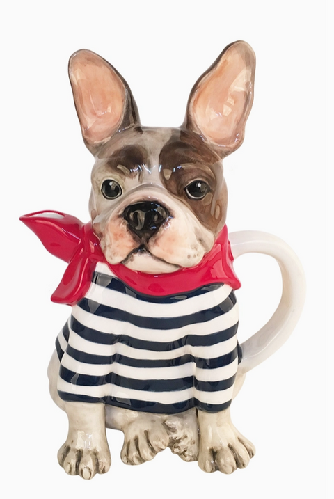 Frenchie Francis Bulldog Dog Novelty Teapot-Roses And Teacups