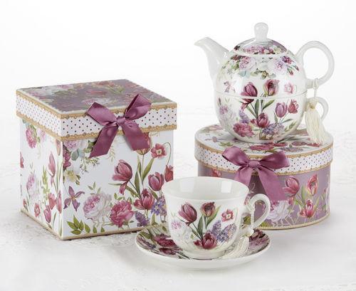 Gift Boxed Porcelain Tea For One - Tulip