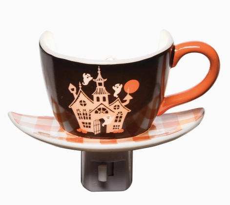 Halloween Haunted House Teacup Nightlight-Roses And Teacups