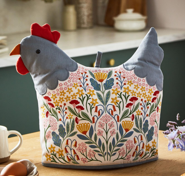 Henny Penny Chicken Dome Tea Cosy / Cozy - Shaped, One Size with Floral Pattern-Roses And Teacups