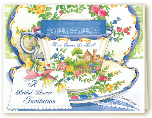 Kimberly Shaw Bridal Invitation Tea Card Tea Themed Stationery Greeting Card Tea Included-Roses And Teacups