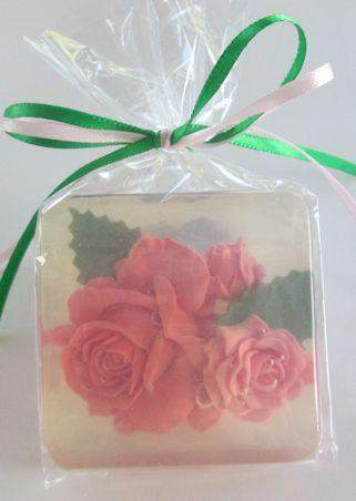 Large Rose Glycerin Soaps 2.5 x 2.5 x 1.15