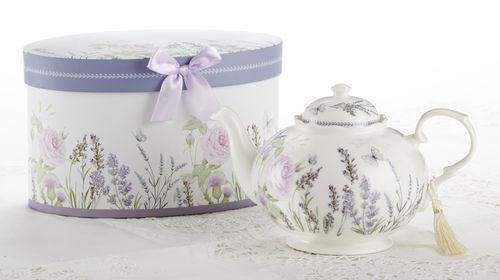Lavender and Rose Porcelain Teapot in Gift Box-Roses And Teacups