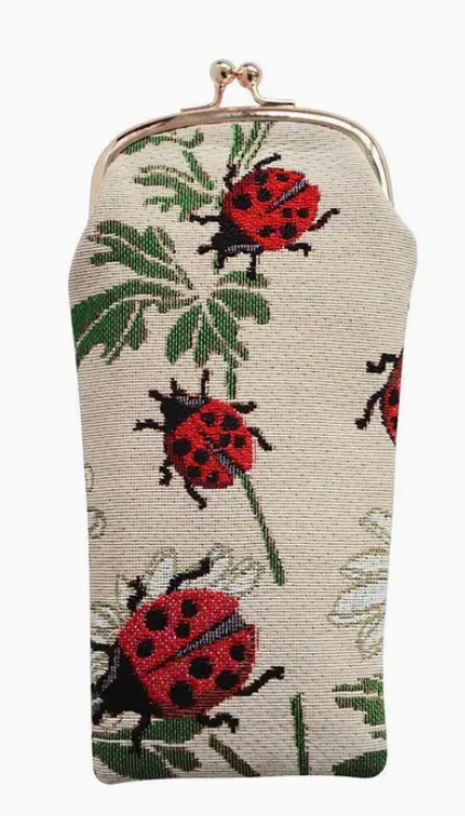 🐞 Lucky Ladybug Tapestry Glasses Pouch – Whimsical Nature-Inspired Eyewear Case!-Roses And Teacups