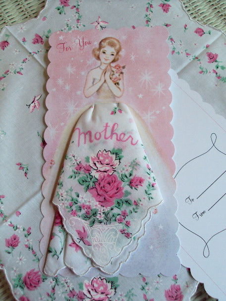 Mother Roses Hanky Card - Roses And Teacups 