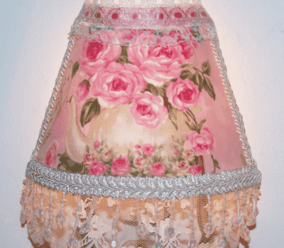 Pink Teapot and Lace Nightlight - Roses And Teacups 