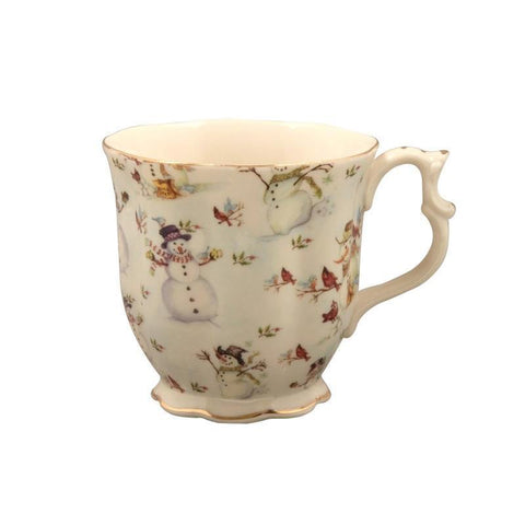 Snowman Chintz Porcelain Mugs Set of 4