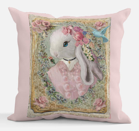 Pink Bunny Throw Pillow