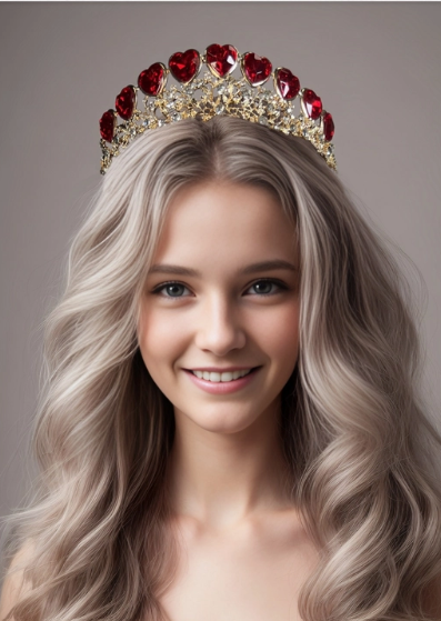 Queen of Heart Tiara, Red Heart Crown, Gold Fairy Headband
