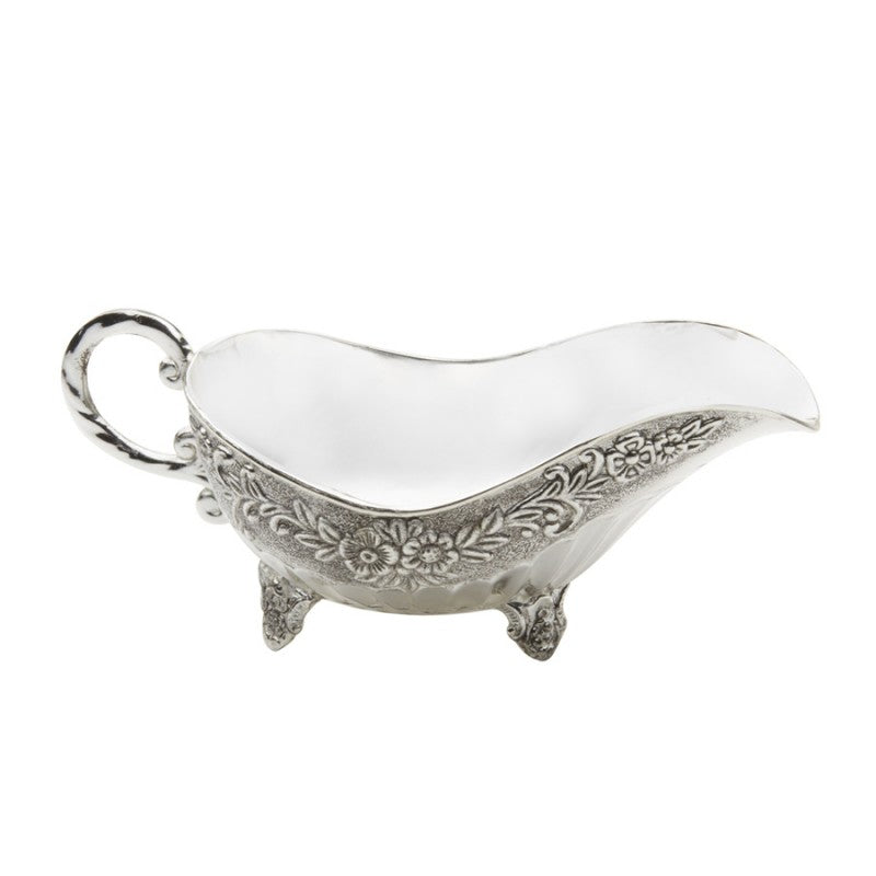 Silver Plated Grave Boat with Antique Floral Design-Roses And Teacups