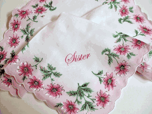 Sister Vintage Style Cotton Hankie-Roses And Teacups