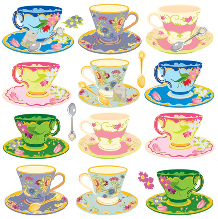 Vibrant English Teacups Stickers