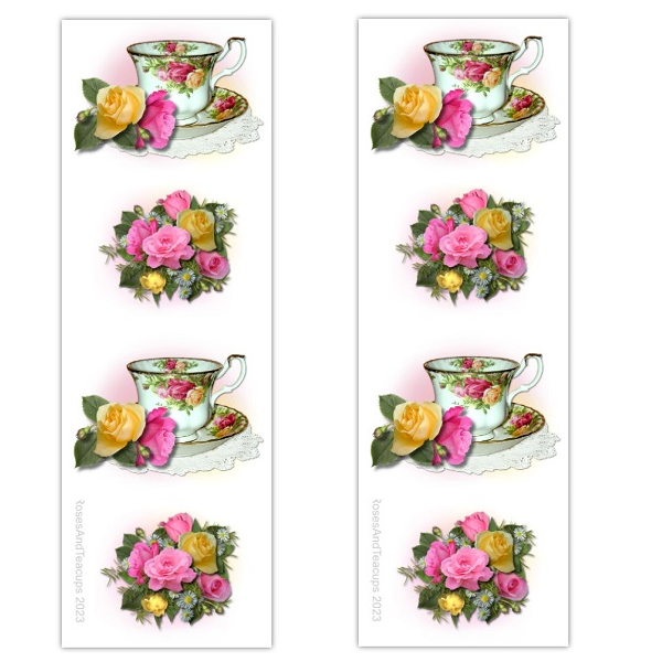 10 Bookmarks - Old Country Roses Tea Cups Favors-Roses And Teacups