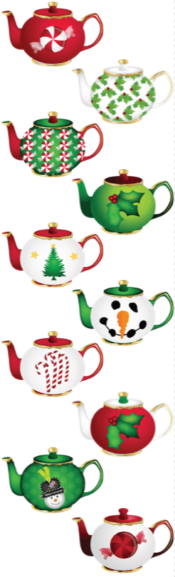 10 Christmas Tea Cups and Teapots Bookmarks Favors-Roses And Teacups