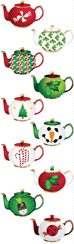 10 Christmas Tea Cups and Teapots Bookmarks Favors-Roses And Teacups