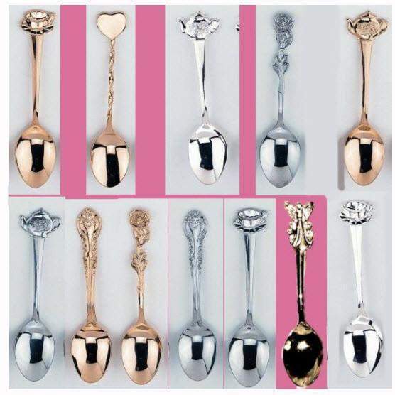 12 Assorted Tea Bag (Teaspoon) and Demi Spoon Favors in Bags-Roses And Teacups
