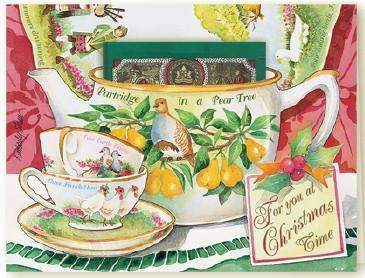 12 Days of Christmas Kimberly Shaw Tea in a Tea Cup Christmas Card-Roses And Teacups