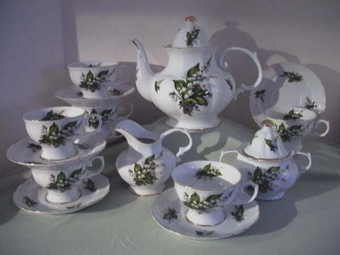 15 Piece Lily of the Valley Porcelain Tea Set Plus 30 Additional Patterns-Roses And Teacups