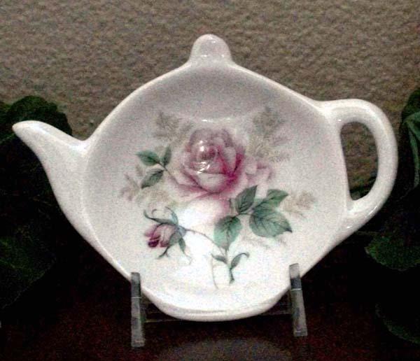 2 Porcelain Tea Bag Caddies - Claremont - Hand Decorated in USA-Roses And Teacups