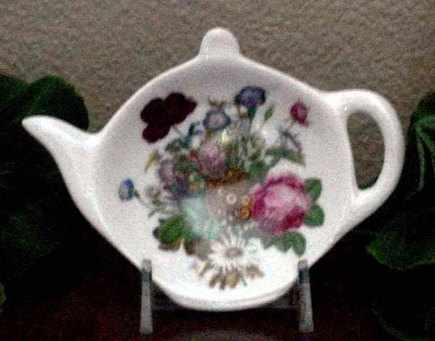 2 Porcelain Tea Bag Caddies - Victorian Bouquet - Hand Decorated in USA