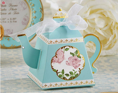 24 Teapot Favor Boxes-Roses And Teacups