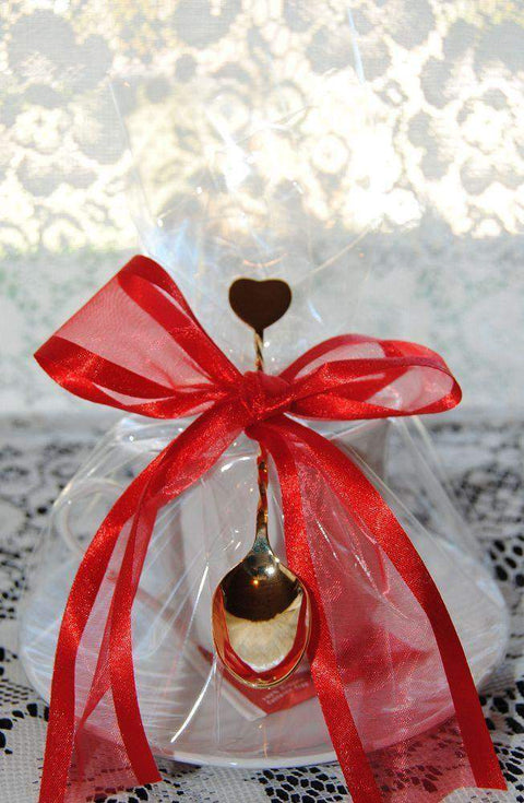 4 Heart Spoon Teacup Tea Party Favors-Roses And Teacups