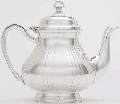 5 Cup Silver Plated Vertical Fluted Teapot