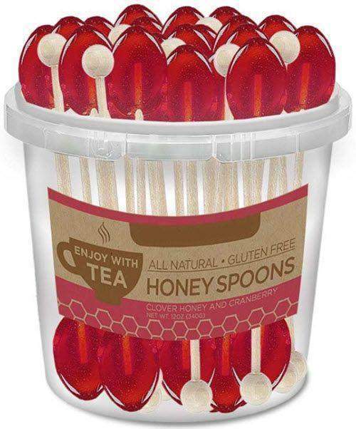 50 Individually Wrapped Cranberry Honey Naturally Flavored Tea Spoons-Roses And Teacups