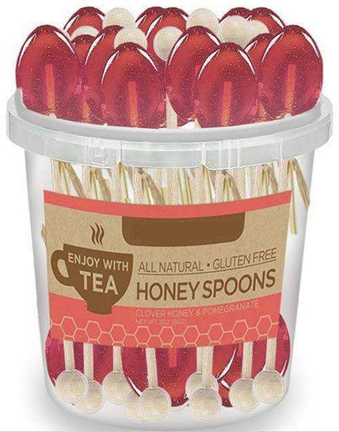 50 Individually Wrapped Pomegranate Honey Naturally Flavored Tea Spoons-Roses And Teacups