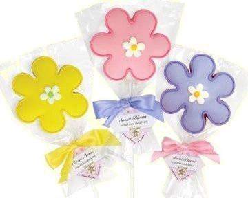 6 Assorted Flower Cookie Lollipops Individually Gift Wrapped