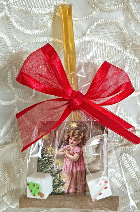 6 Christmas Angel Tea Time Party Favor Bags-Roses And Teacups