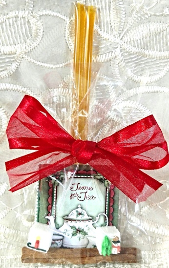 6 Christmas Teapot Tea Time Party Favor Bags-Roses And Teacups