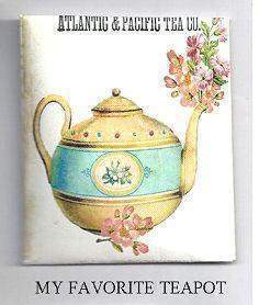 6 Tea Bags in My Favorite Teapot Envelopes Favors-Roses And Teacups