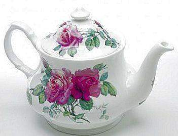 6C English Rose English Bone China Teapot-Roses And Teacups