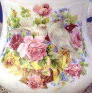 8 Cup Square Hand Decorated Porcelain Teapot-Roses And Teacups