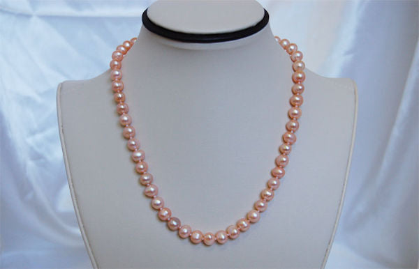 8mm 18 inch Cultured Peach Pearl Necklace